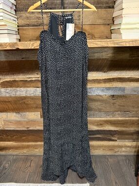 Black Polka Dot Maxi Slip Dress - Brand: